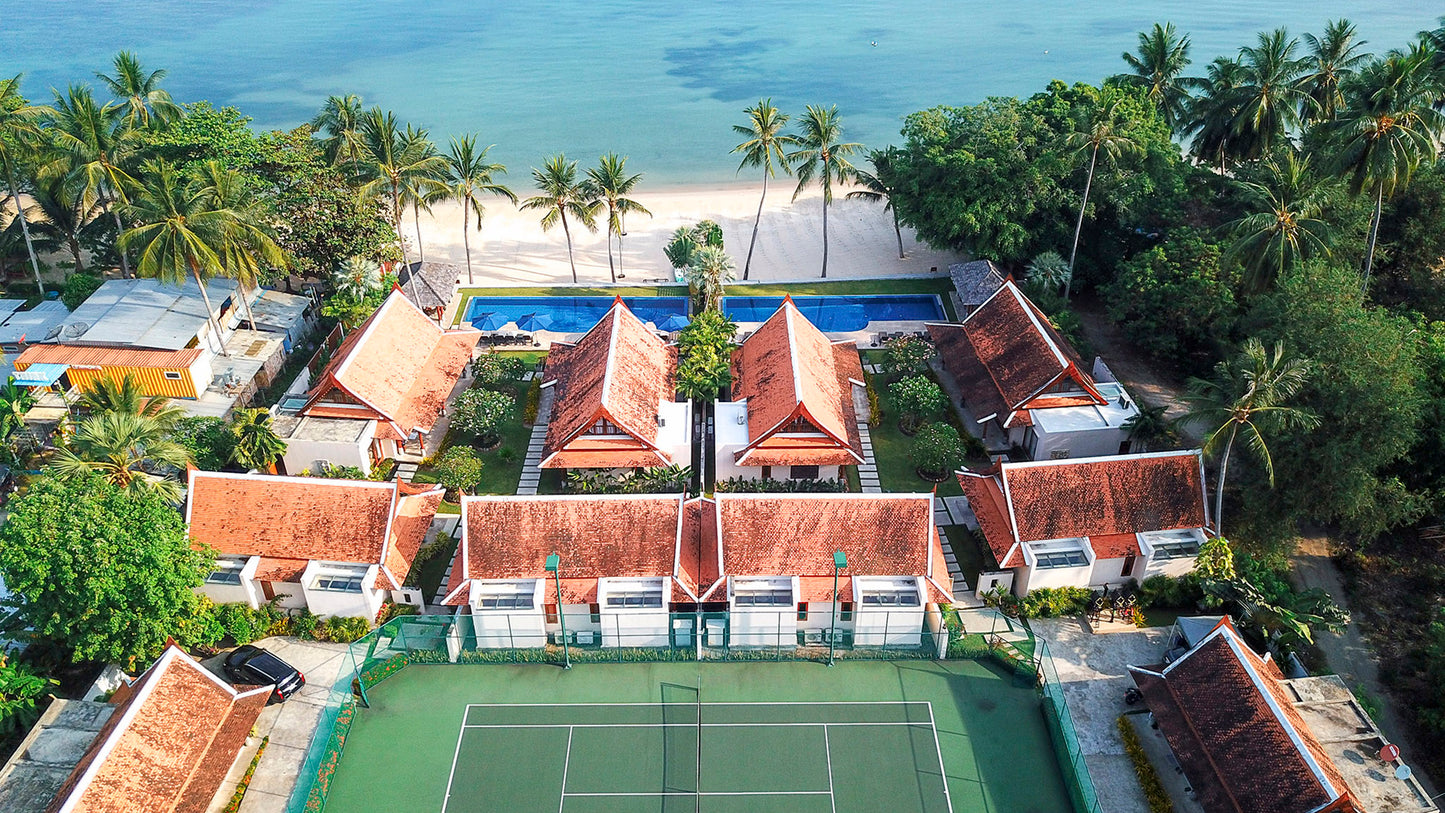 Beachfront 5-bedrooms sunset side villa in Lipa Noi beach (private beach, can be combined with neighbour 5bd villa, private tennis court on private area)