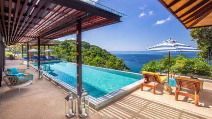 Seaview 5-bedrooms cliff villa in Kamala beach (Steam room, Bathtub & coffee machine and pool access in every bd, private gym, Biliard, Karaoke room, with access to the beach)