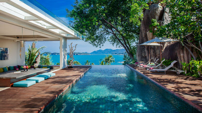 Seaview "Rock House" 5-bedrooms 2-storey villa on the rock in Bophut (Sunset and sunrise side, 300 meters to the beach, cinema room, yoga terrace)