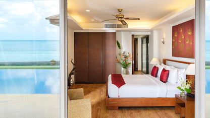 Beachfront quiet 4-bedrooms sunset side villa in Lipa Noi beach (private beach, private tennis court on private area, with massage and reading room, separate bedroom w/kitchen for nanny)