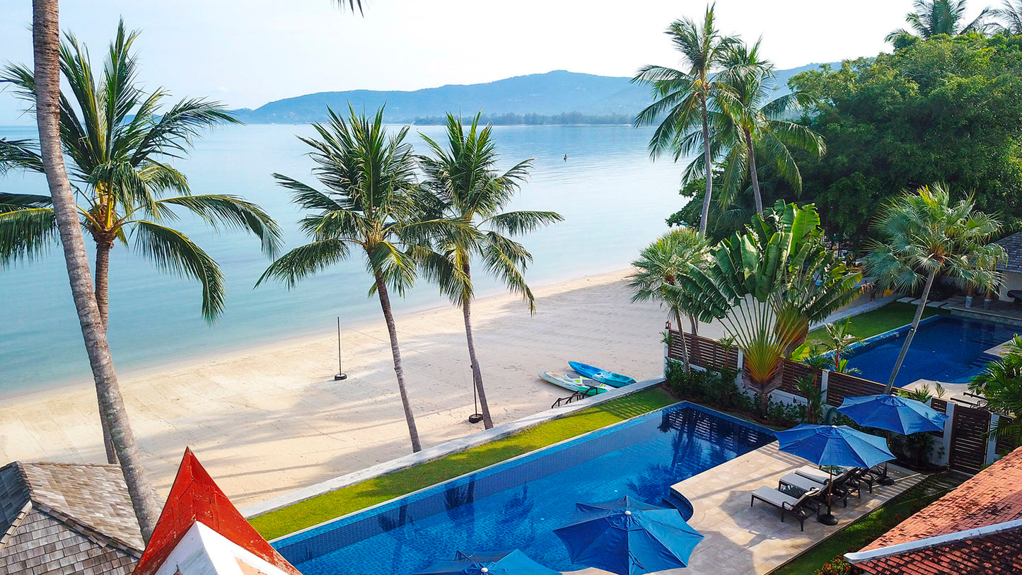 Beachfront 5-bedrooms sunset side villa in Lipa Noi beach (private beach, can be combined with neighbour 5bd villa, private tennis court on private area)