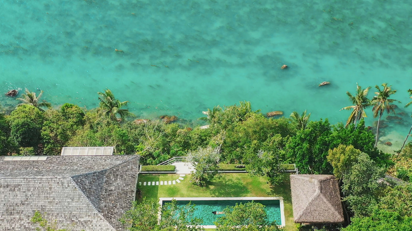 Seaview 6-bedrooms sunset side villa on the rock in Taling Ngam beach (up to 60 guest events, big bedrooms, clifftop infinity pool, private big gym, huge living room)