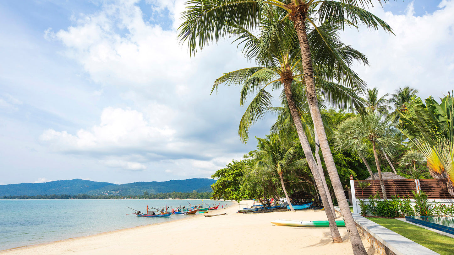 Beachfront 5-bedrooms sunset side villa in Lipa Noi beach (private beach, can be combined with neighbour 5bd villa, private tennis court on private area)