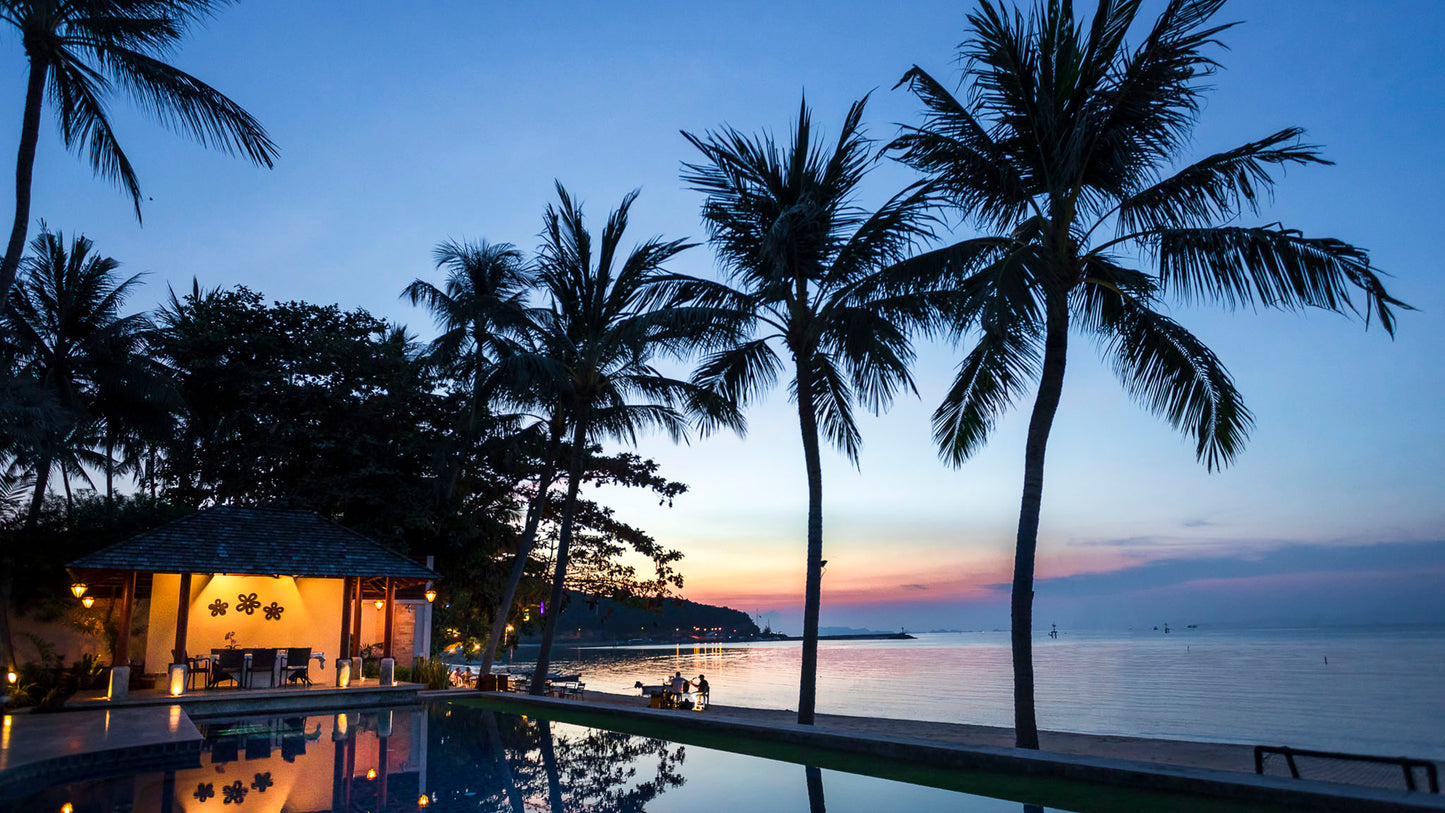 Beachfront 5-bedrooms sunset side villa in Lipa Noi beach (private beach, can be combined with neighbour 5bd villa, private tennis court on private area)