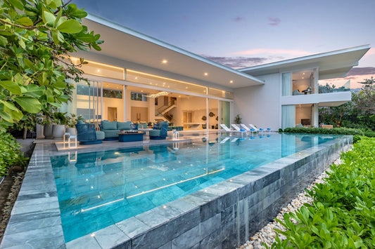 Beachfront new modern style 6-bedrooms villa on Kamala Millionaire's Mile (private beach; can be combined with neighbour’s  8bd villa)