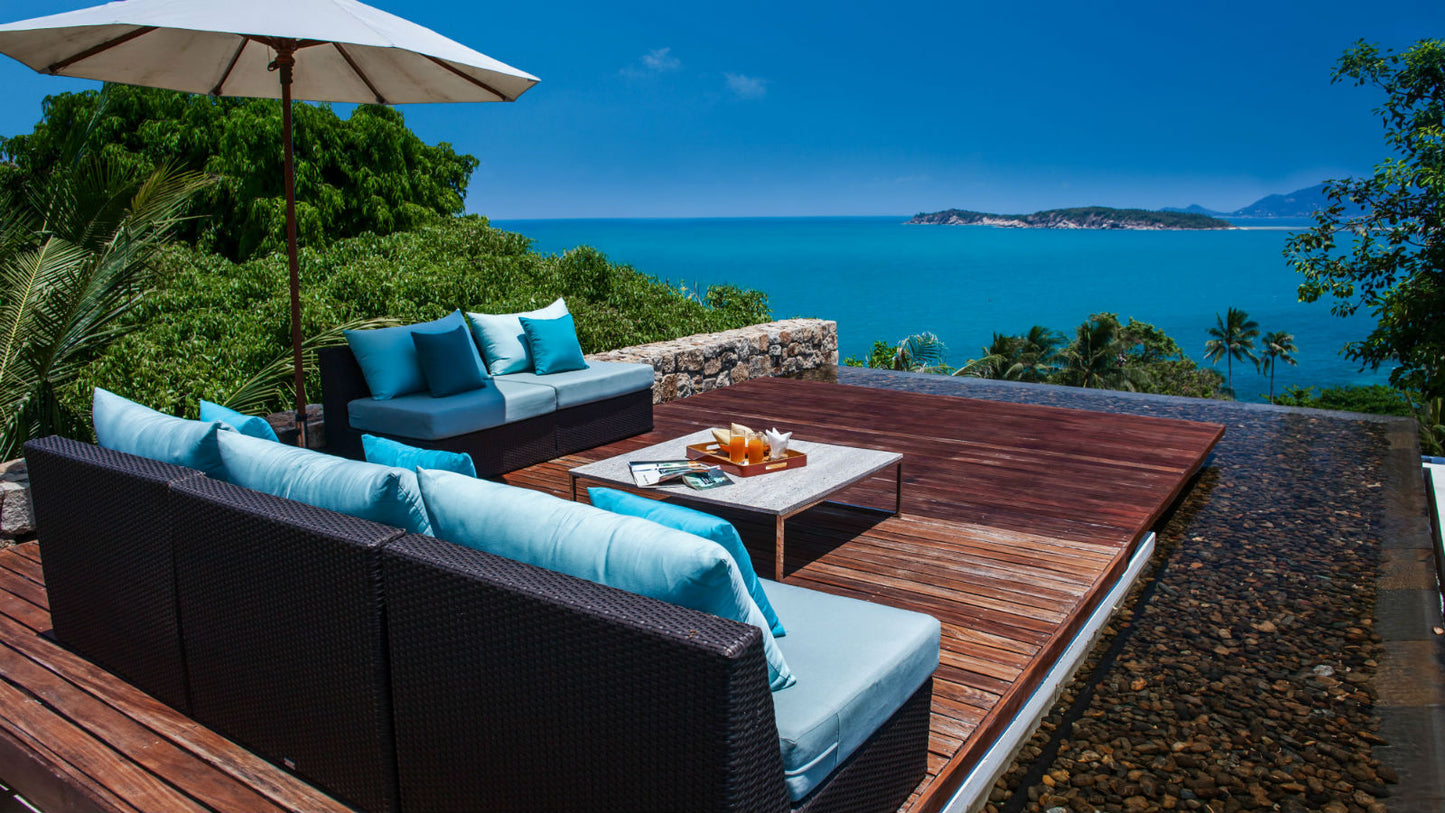 Seaview "Rock House" 5-bedrooms 2-storey villa on the rock in Bophut (Sunset and sunrise side, 300 meters to the beach, cinema room, yoga terrace)