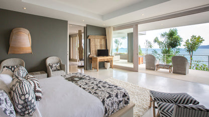 Seaview 6-bedrooms sunset side villa on the rock in Taling Ngam beach (up to 60 guest events, big bedrooms, clifftop infinity pool, private big gym, huge living room)