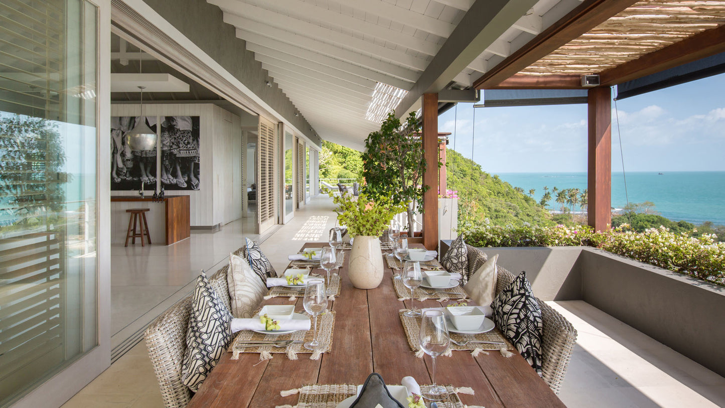 Seaview 6-bedrooms sunset side villa on the rock in Taling Ngam beach (up to 60 guest events, big bedrooms, clifftop infinity pool, private big gym, huge living room)