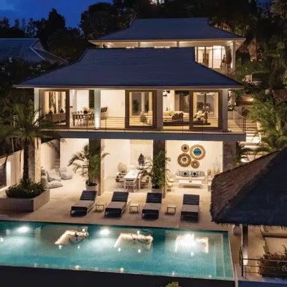 Seaview 5-bedrooms family villa with 12 meters infinity pool in Chaweng beach Koh Samui (Bbq area, yoga area)