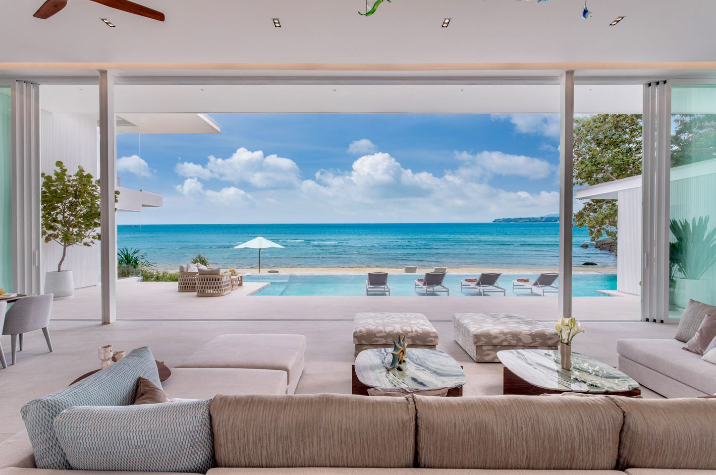 Beachfront new modern style 8-bedrooms villa on Kamala Millionaire's Mile (private beach; can be combined with neighbour’s  6bd villa)