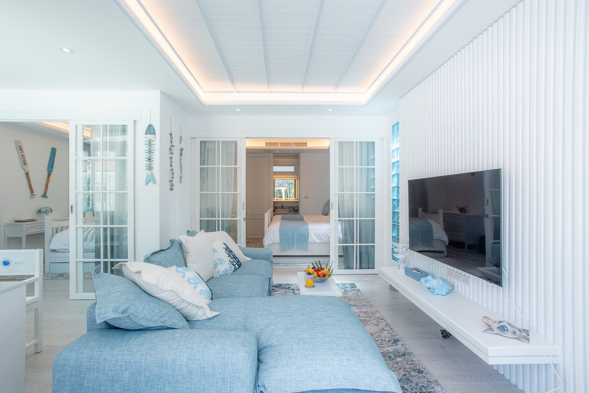Beachfront family villa on Natai beach 6-bedrooms (4bd in main building, 2bd in guest house)