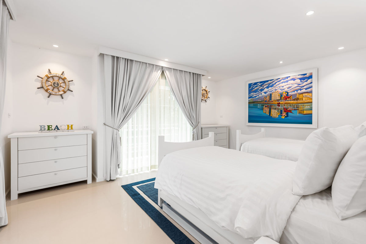 Beachfront family villa on Natai beach 6-bedrooms (4bd in main building, 2bd in guest house)