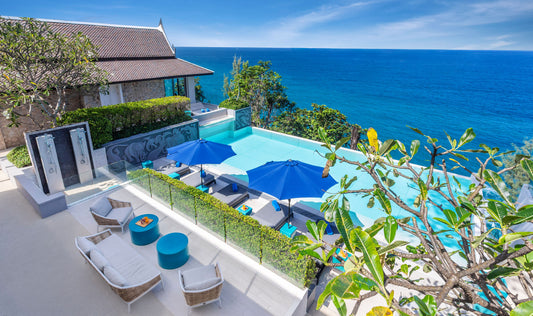 Seaview 7-bedrooms clifftop villa in Millionaire’s Mile Kamala beach (2 infinity pools, cinema, spa, gym, private chef)