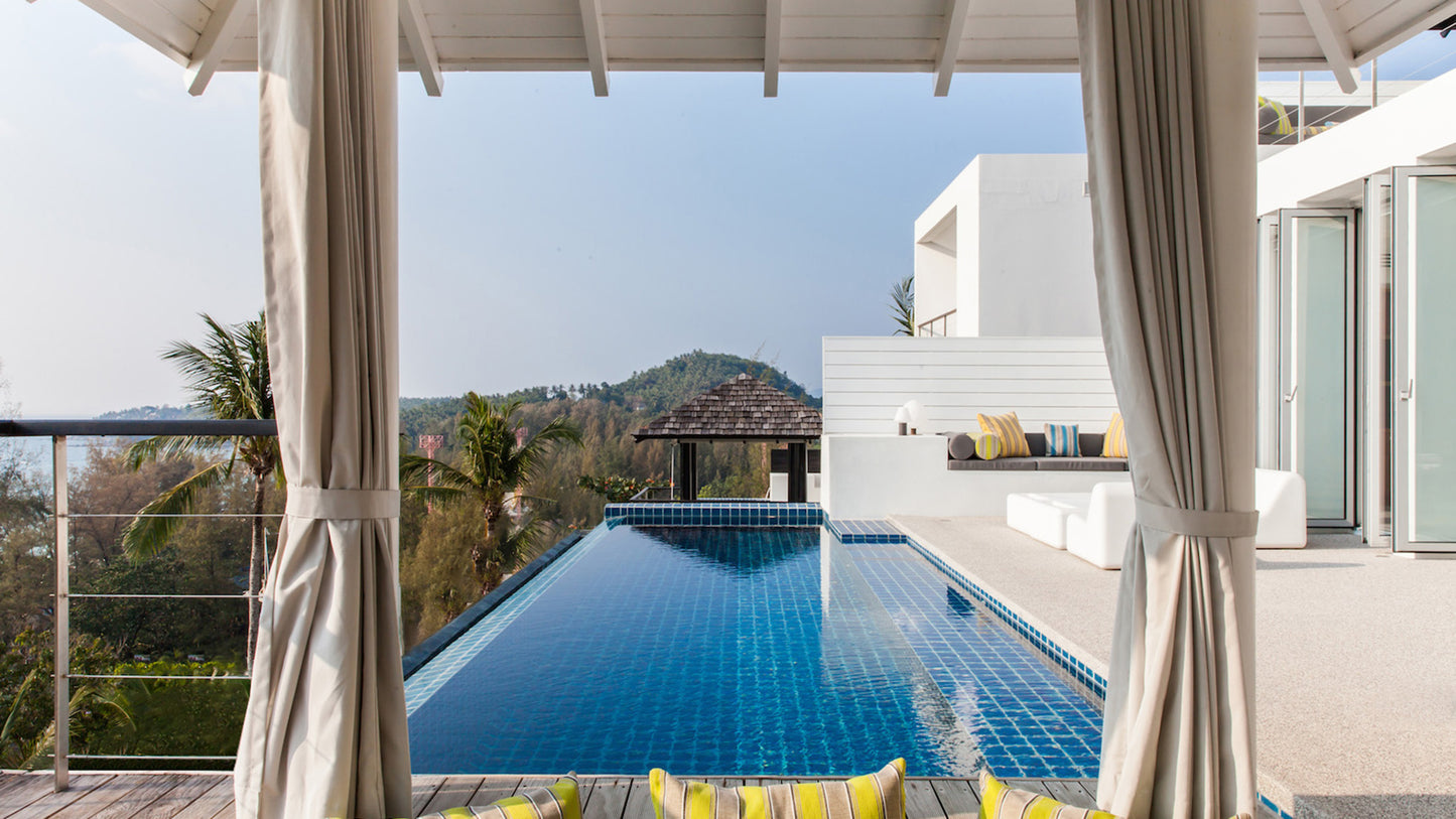 Seaview panoramic hillside 4-bedrooms villa in Surin beach (roof top, jacuzzi, 9-metre infinity pool, shade sala, fully staffed, thai chef)